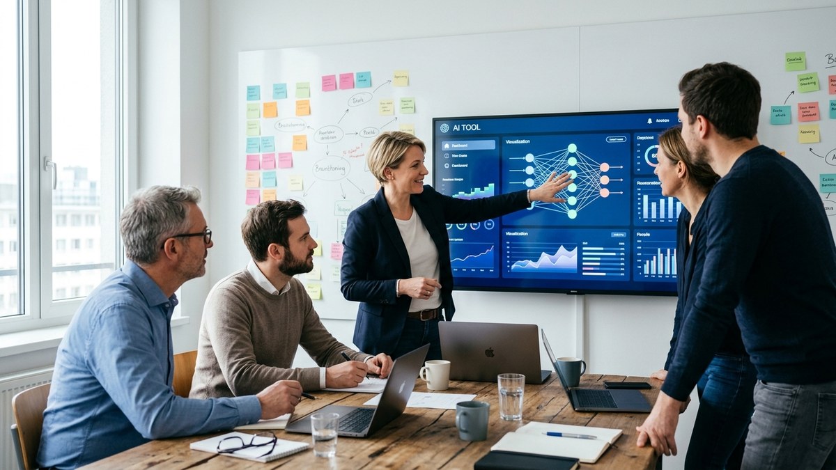 Führungskräfte-Workshop zur KI-Integration: Team lernt gemeinsam KI-Tools nutzen